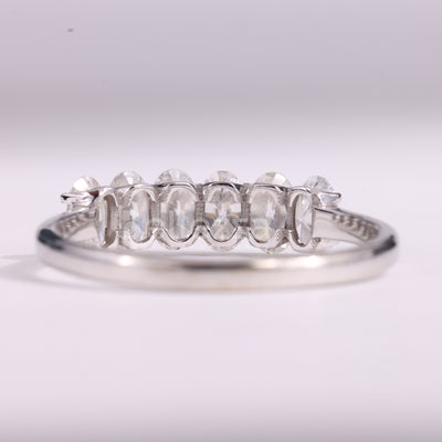 Oval Cut Six Diamond Moissanite Wedding Band