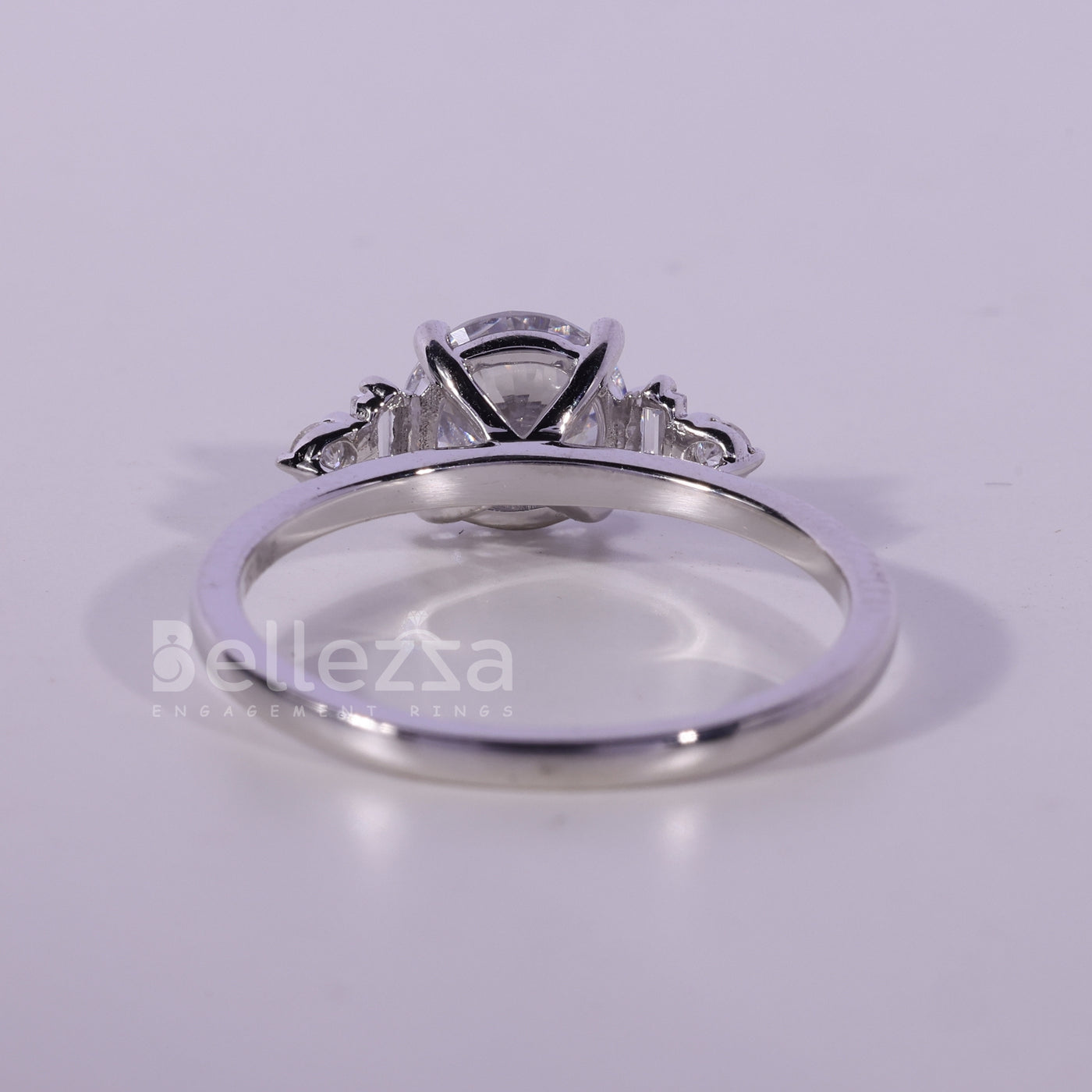 1.0CT Round Cut Cluster Diamond Moissanite Engagement Ring