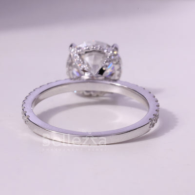 1.0CT Round Cut Hidden Halo Pave Setting Moissanite Engagement Ring
