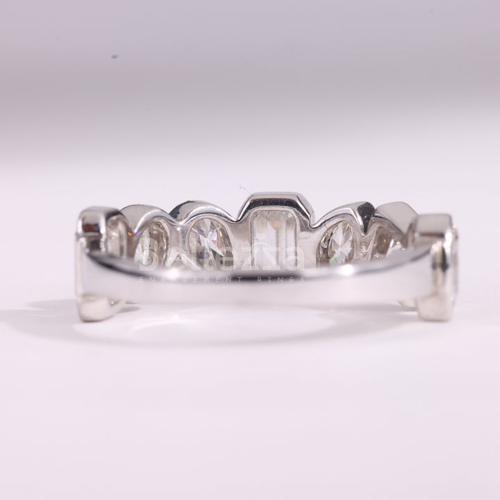 Multi Diamond Bezel Setting Moissanite Wedding Band