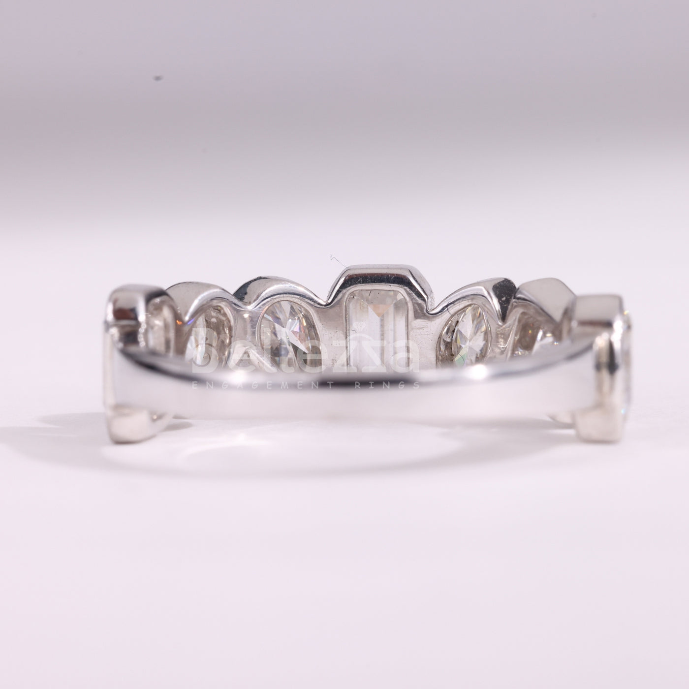 Multi Diamond Bezel Setting Moissanite Wedding Band