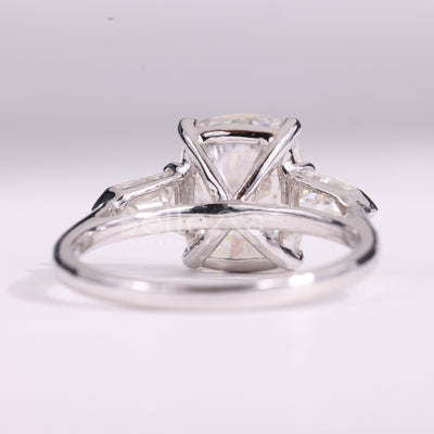 2.0CT Elongated Cushion Cut Three Stone Moissanite Engagement Ring