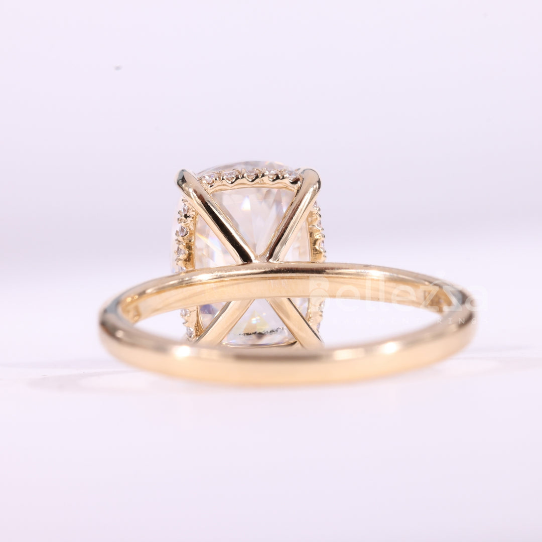 1.50CT Elongated Cushion Cut Hidden Halo Moissanite Engagement Ring