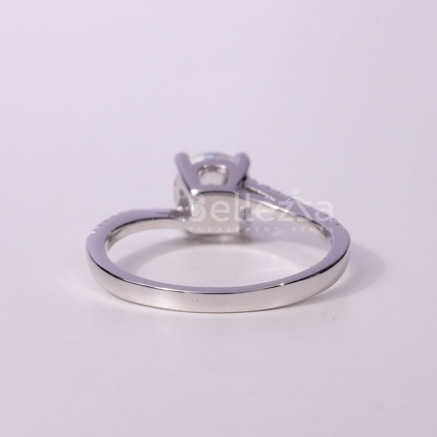 1.0CT Round Cut Pave Setting Moissanite Engagement Ring