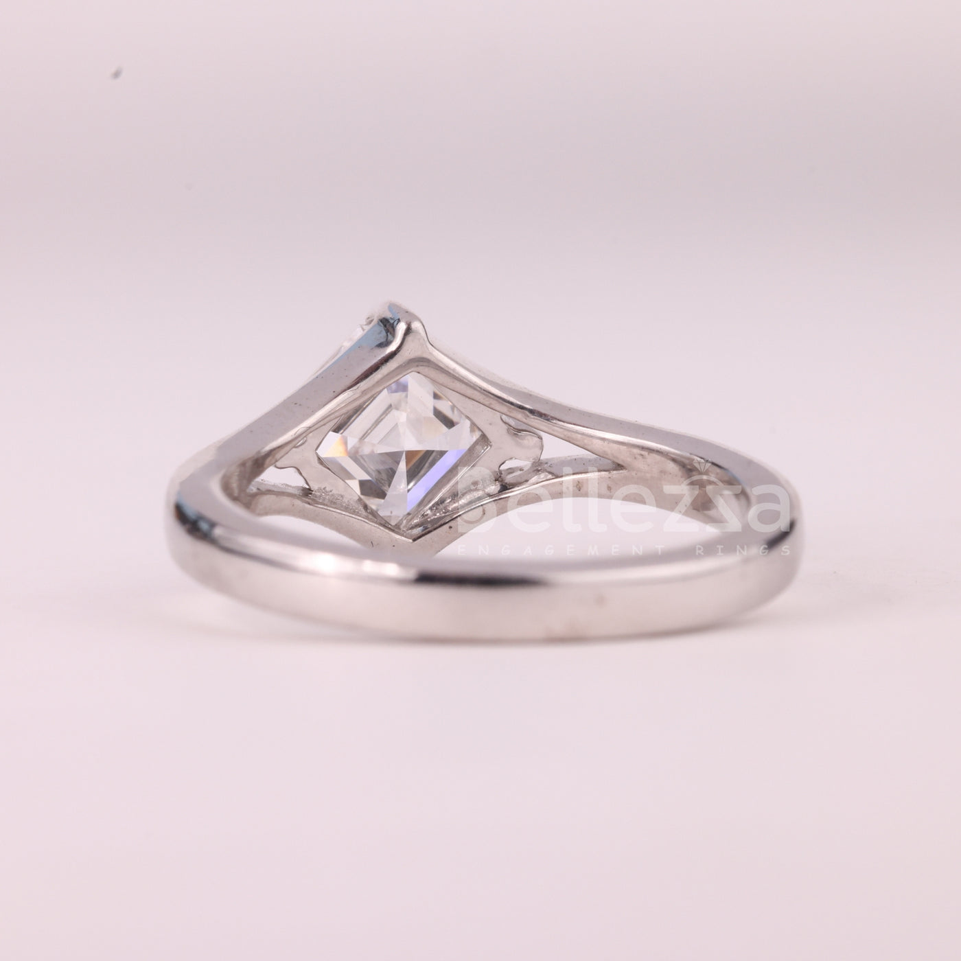 1.0CT Asscher Cut Solitaire Diamond Split Shank Engagement Ring
