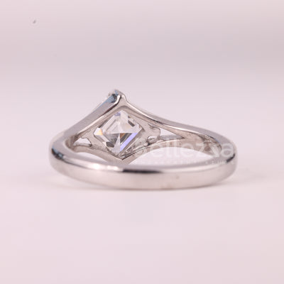 1.0CT Asscher Cut Solitaire Diamond Split Shank Engagement Ring