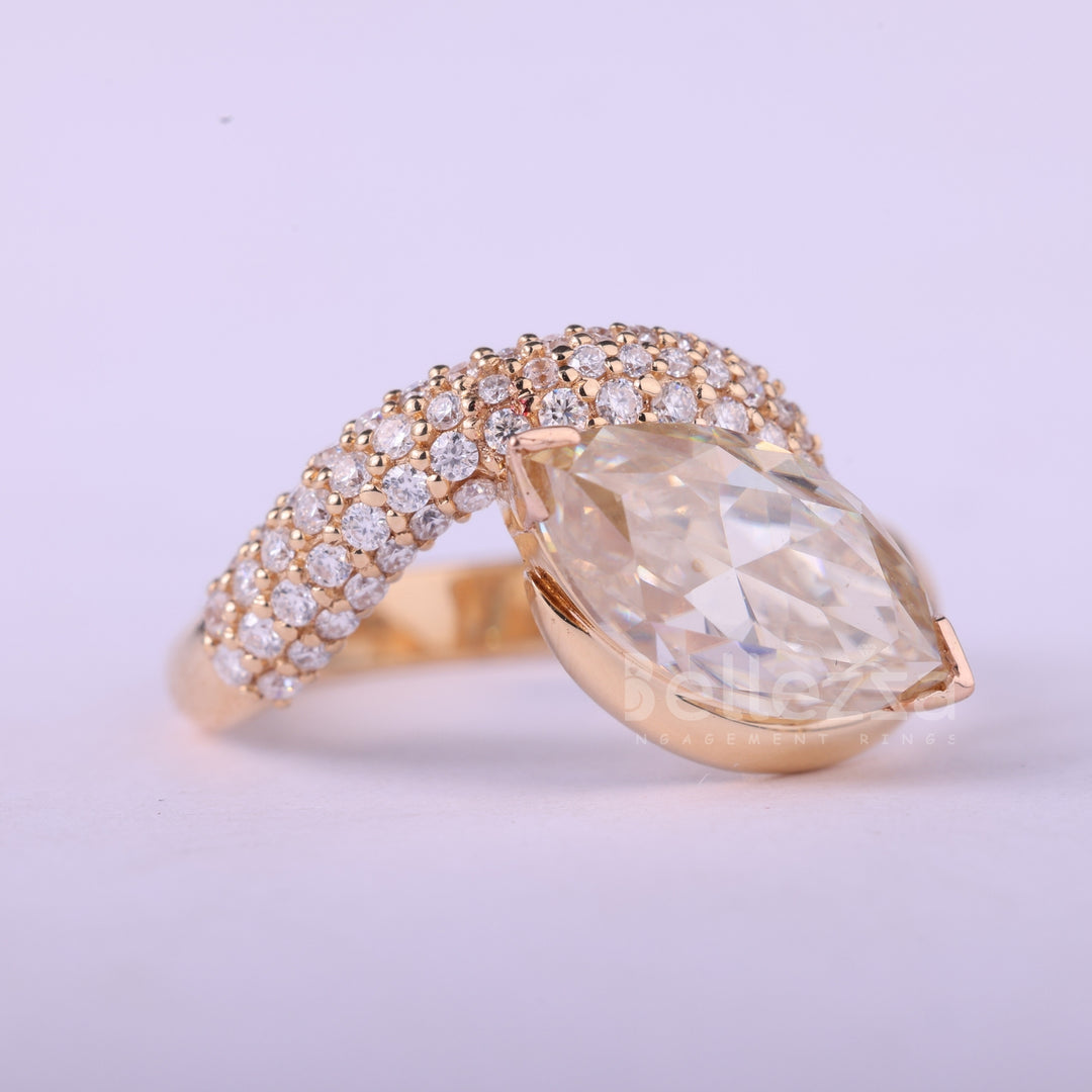 1.50CT East-West Marquise Cut Cluster Setting Engagement Ring