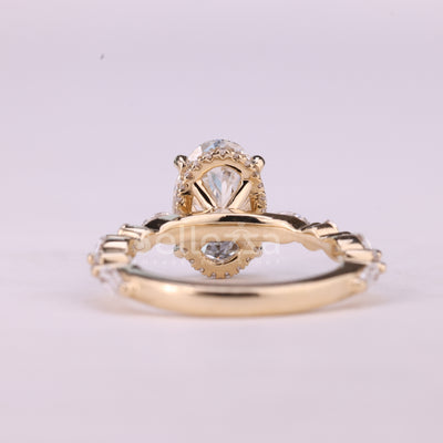 1.50CT Oval Cut Pave Setting Moissanite Engagement Ring