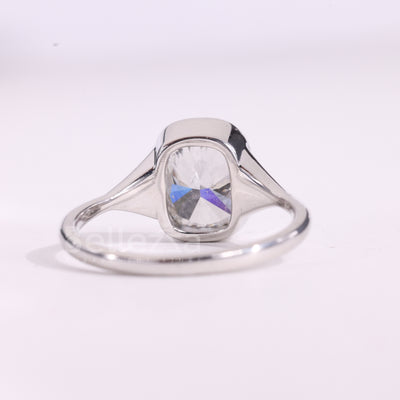 1.0CT Elongated Cushion Cut Bezel Setting Solitaire Engagement Ring