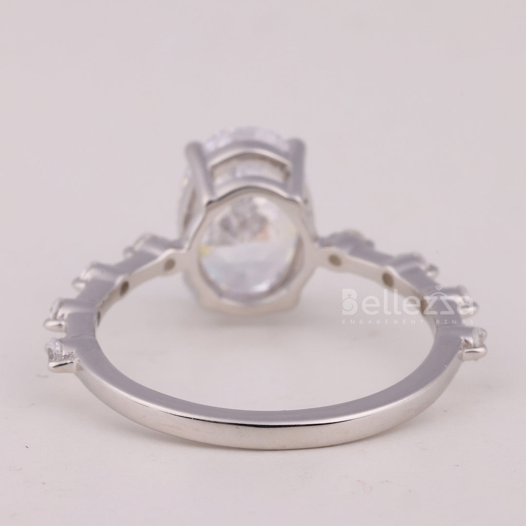 1.50CT Oval Cut Petite Pave Setting Moissanite Engagement Ring