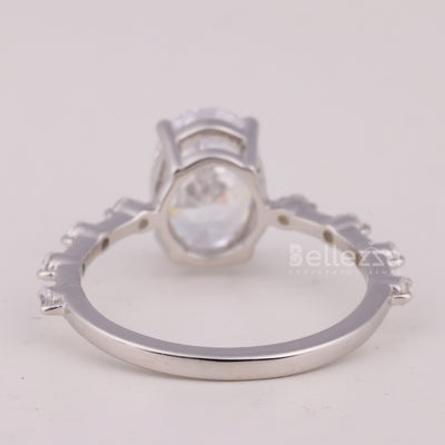 1.50CT Oval Cut Petite Pave Setting Moissanite Engagement Ring