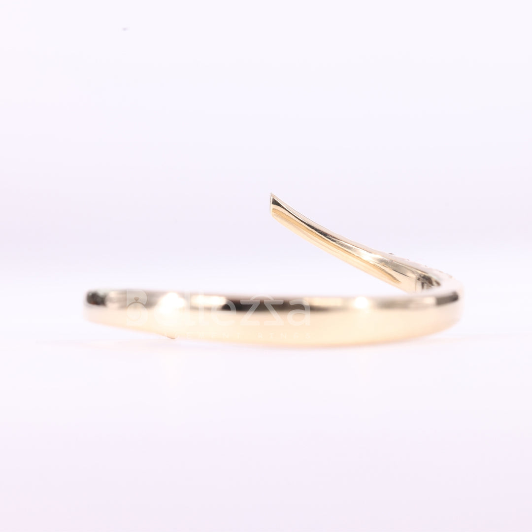 Round Cut Cluster Diamond Open Cuff Moissanite Wedding Band