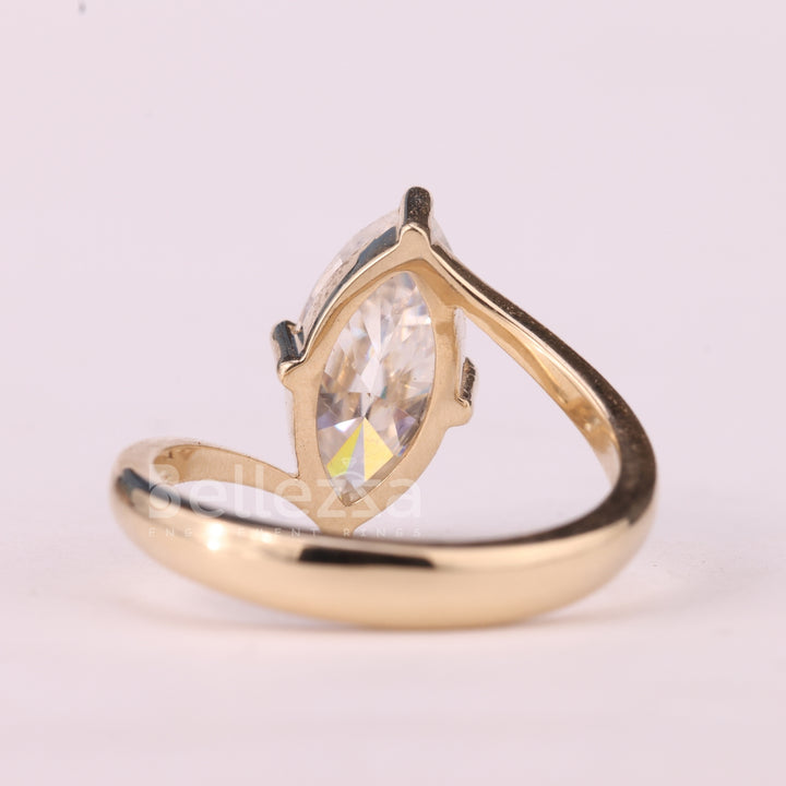 2.0CT Marquise Cut Unique Solitaire Moissanite Engagement Ring