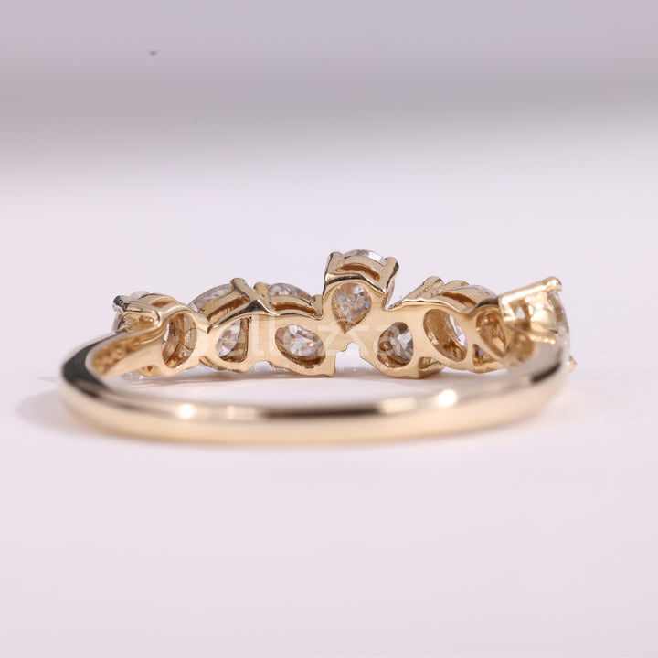 Pear & Oval Cut Cluster Diamond Moissanite Wedding Band