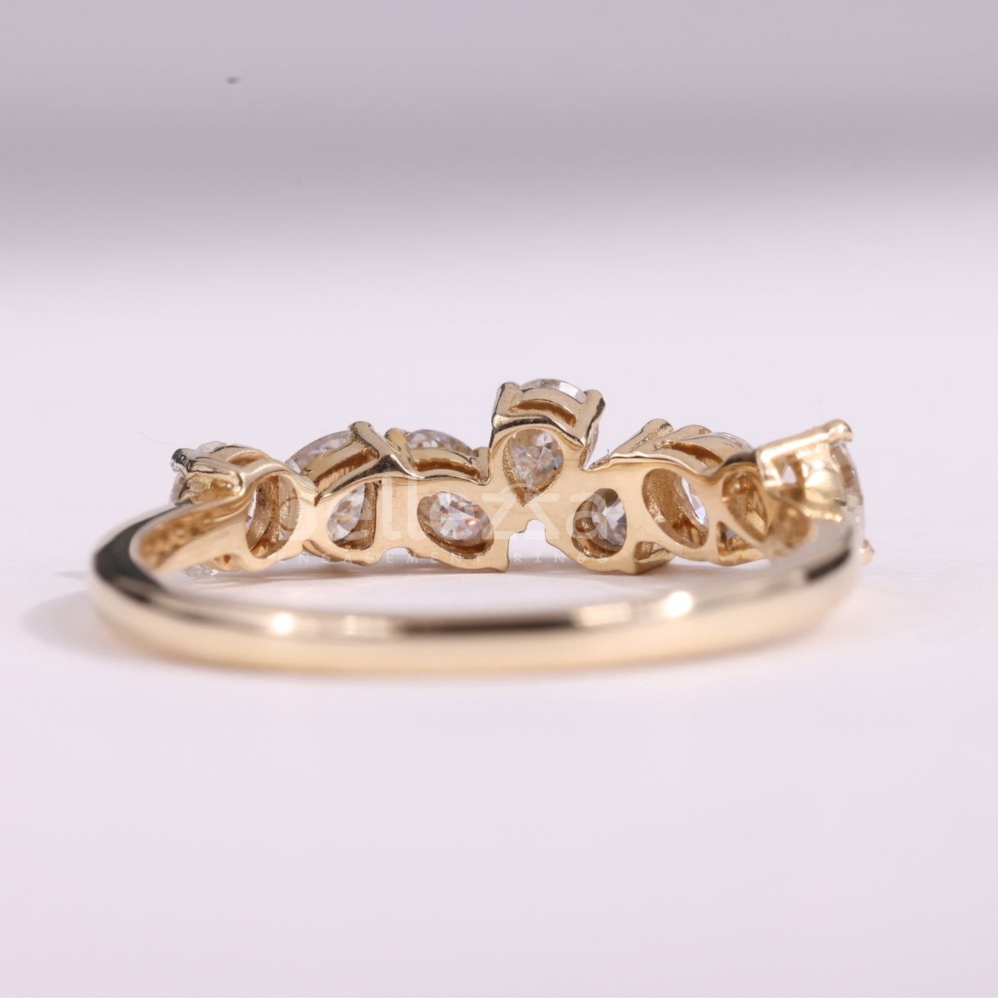 Pear & Oval Cut Cluster Diamond Moissanite Wedding Band