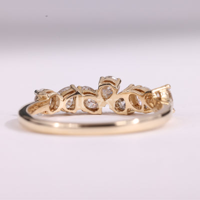 Pear & Oval Cut Cluster Diamond Moissanite Wedding Band