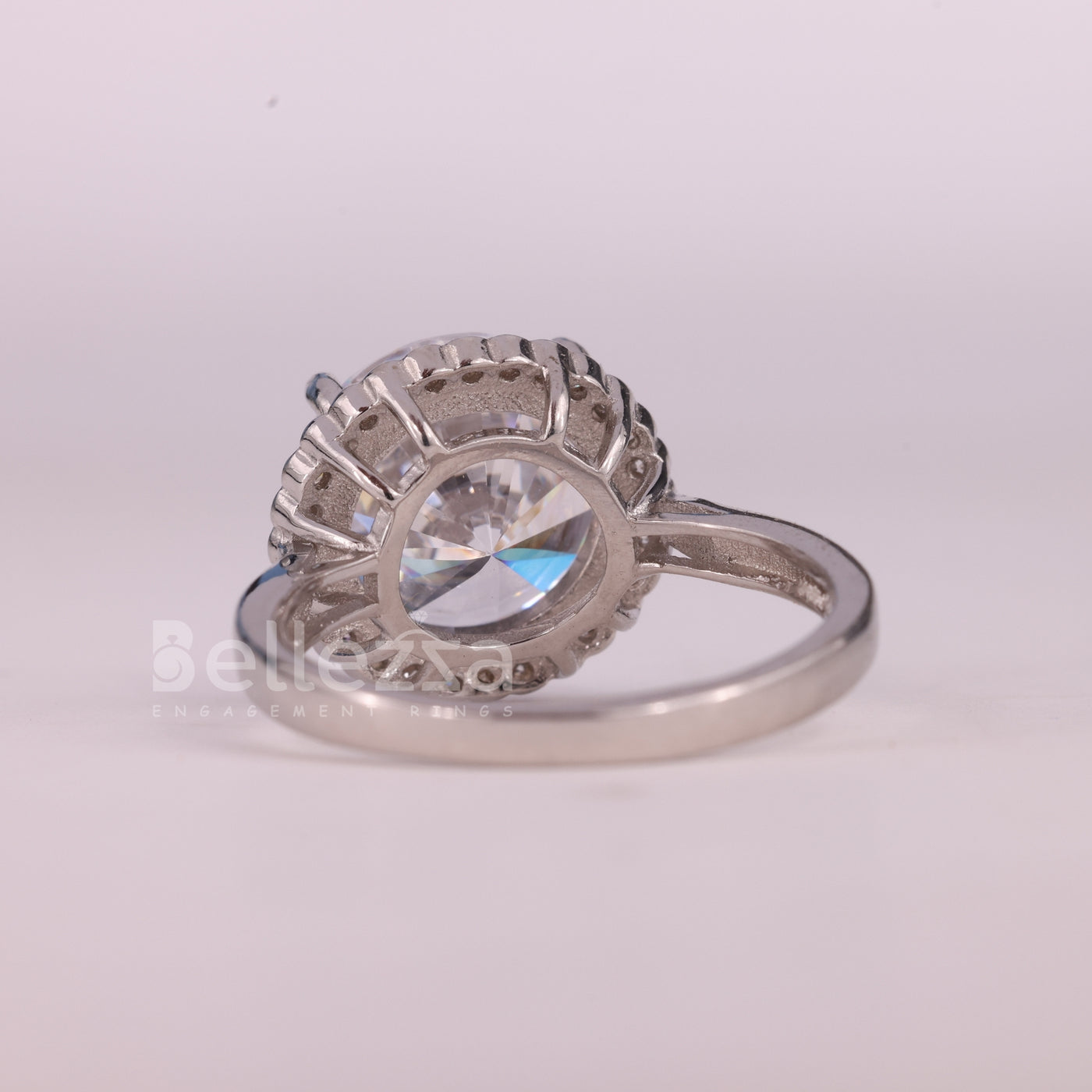 2.0CT Round Cut Halo Setting Moissanite Engagement Ring