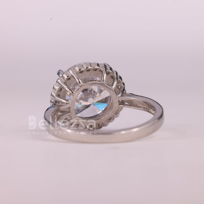 2.0CT Round Cut Halo Setting Moissanite Engagement Ring
