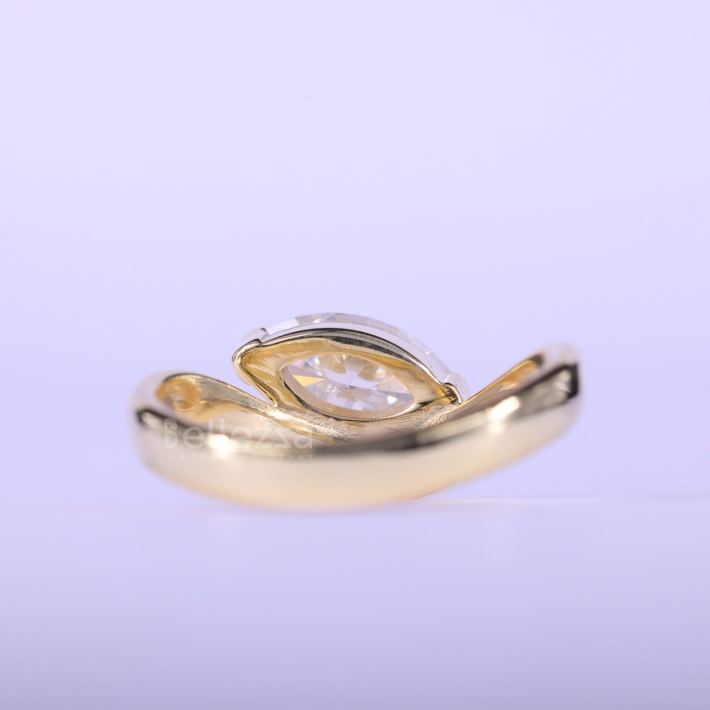1.0CT East-West Marquise Cut Curved Moissanite Engagement Ring