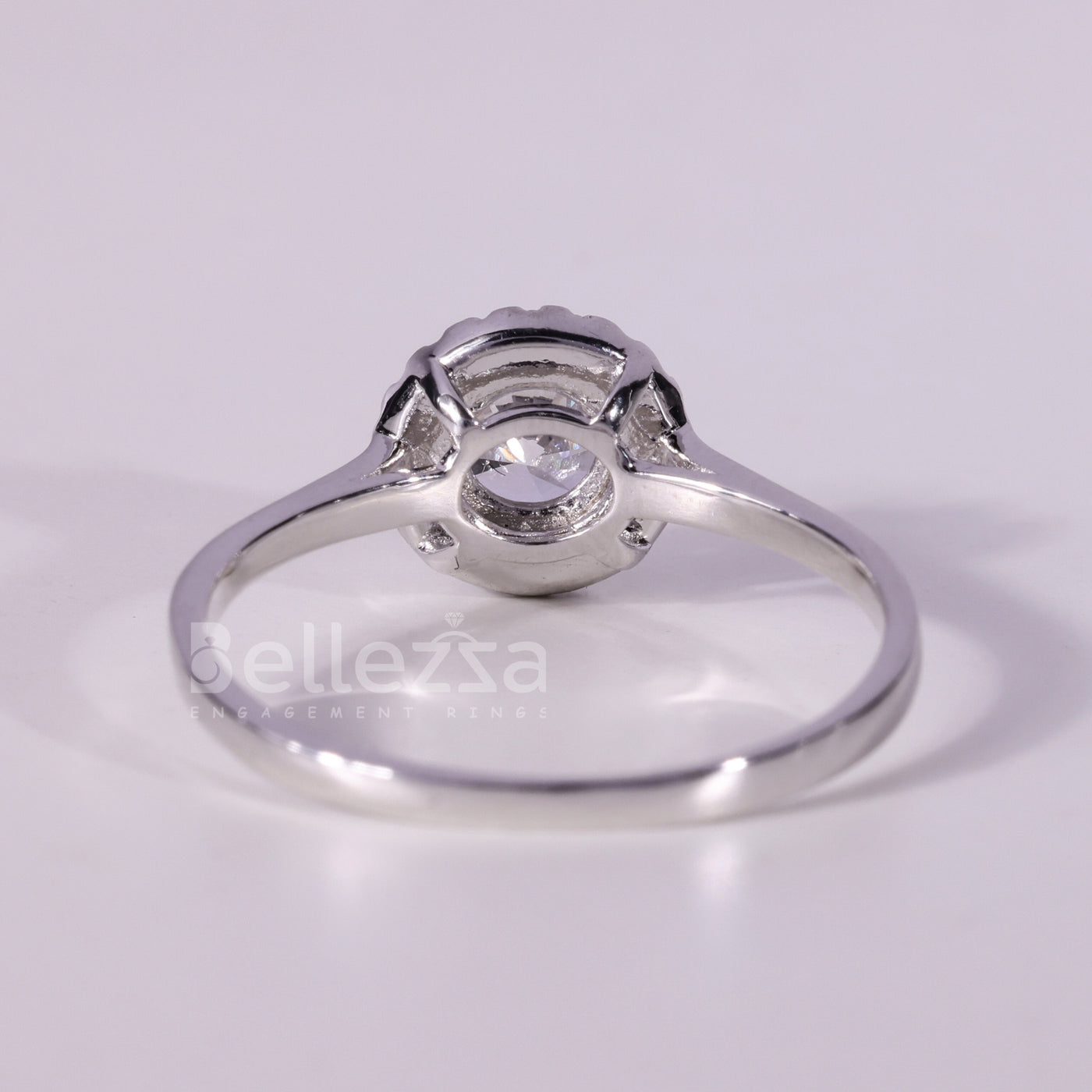 0.50CT Round Cut Diamond Halo Setting Moissanite Engagement Ring