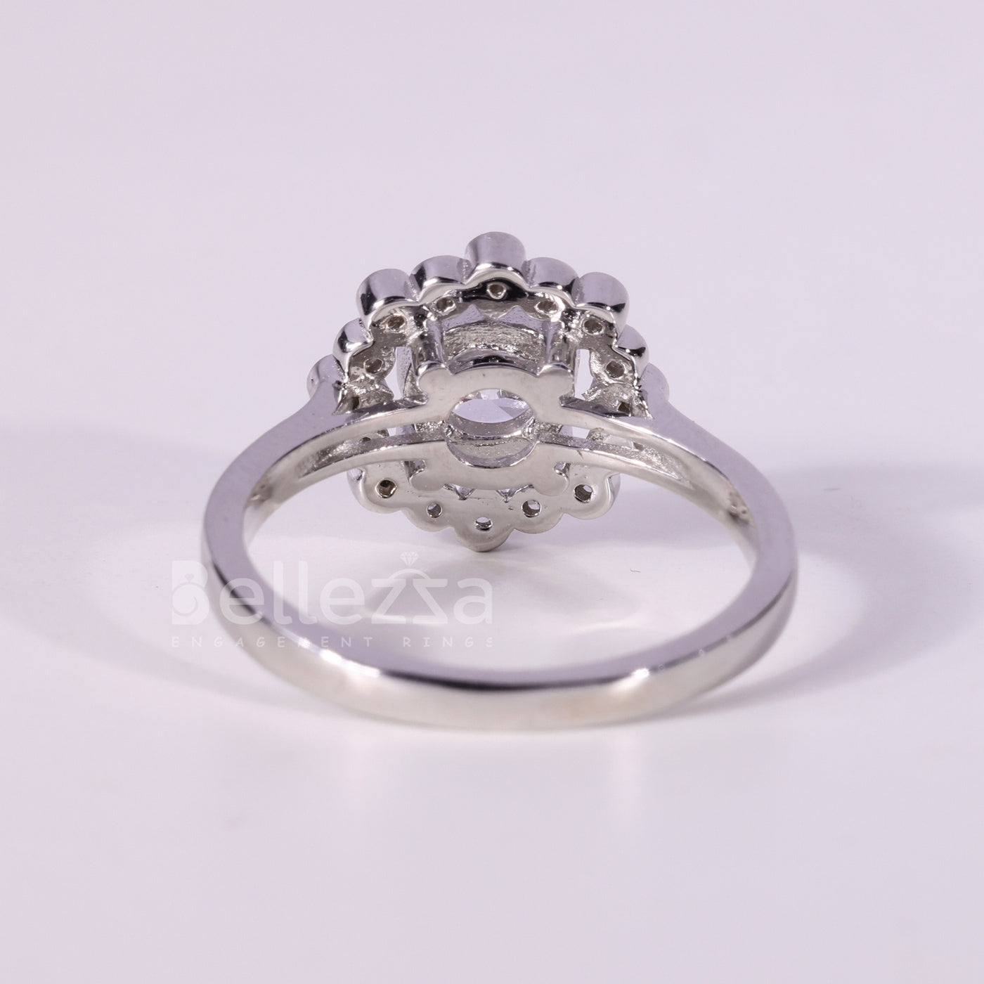 1.0CT Round Cut Unique Cluster Bezel Setting Engagement Ring