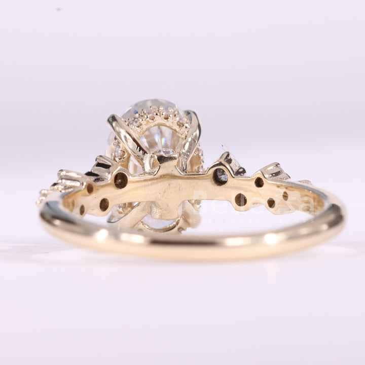 1.50CT Oval Cut Diamond Cluster Setting Moissanite Engagement Ring