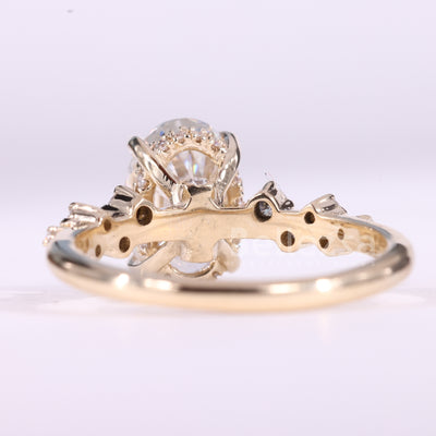 1.50CT Oval Cut Diamond Cluster Setting Moissanite Engagement Ring