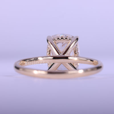2.0CT Elonganted Cushion Cut Hidden Halo Set Ring