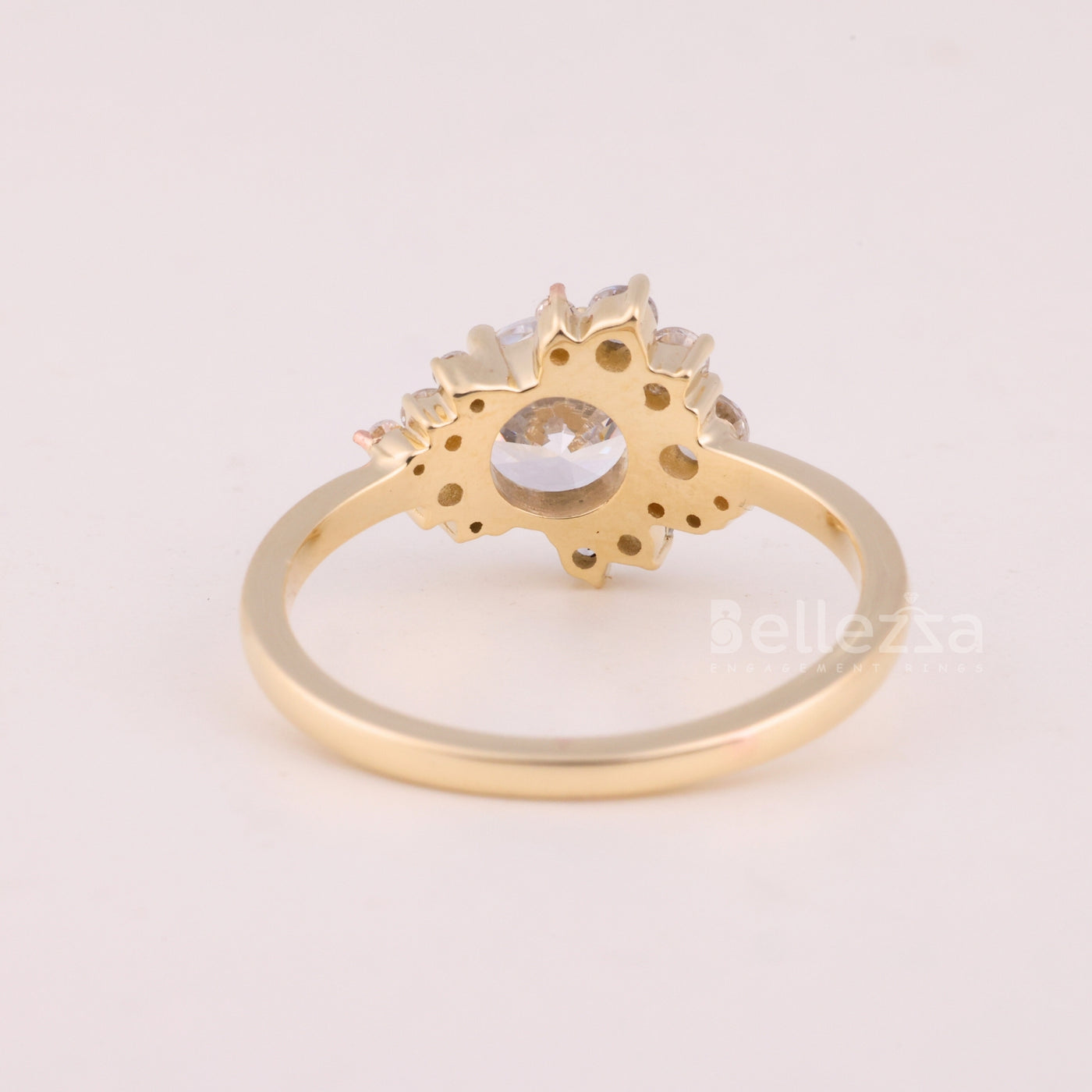 1.0CT Round Cut Cluster Diamond Moissanite Engagement Ring