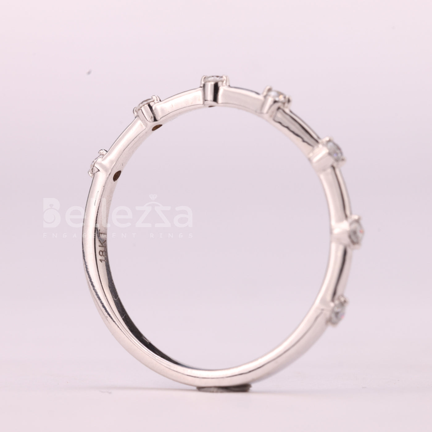 Round Cut Petite Pave Setting Moissanite Wedding Band