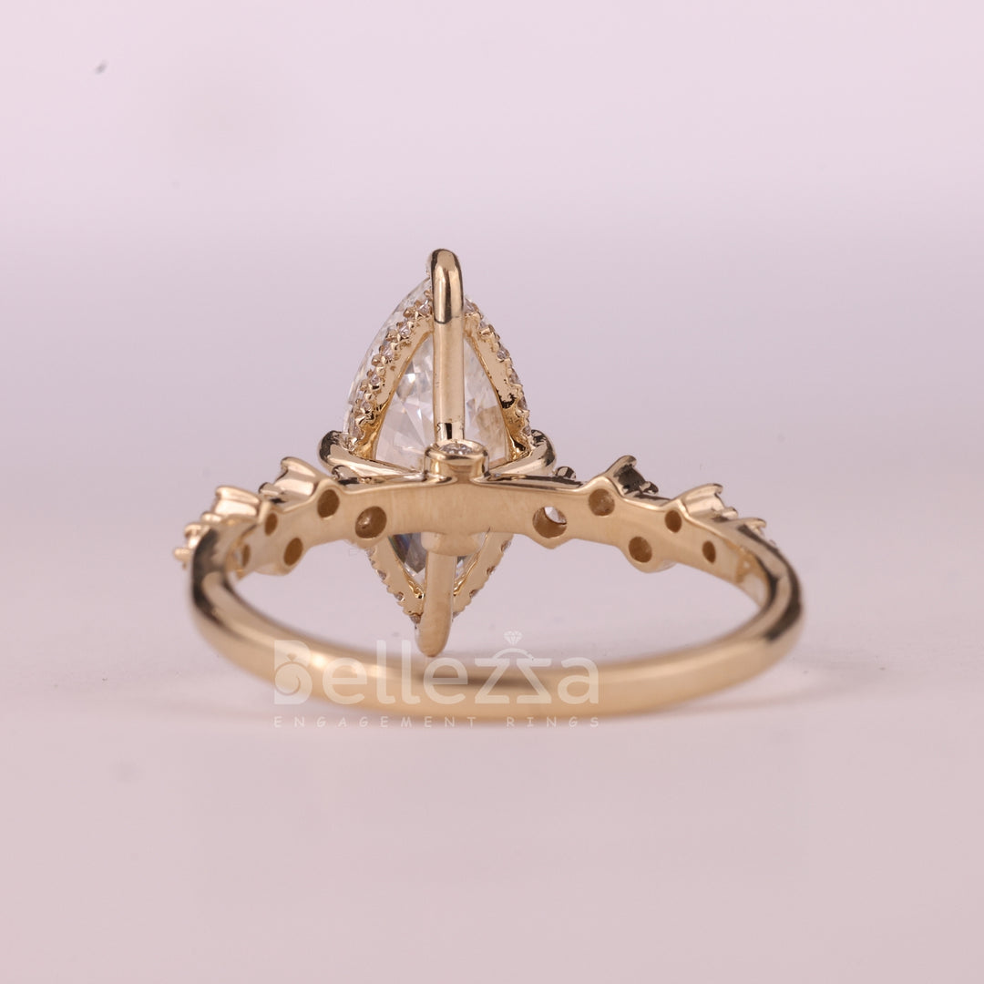 2.0CT Marquise Cut Cluster Diamond Moissanite Engagement Ring