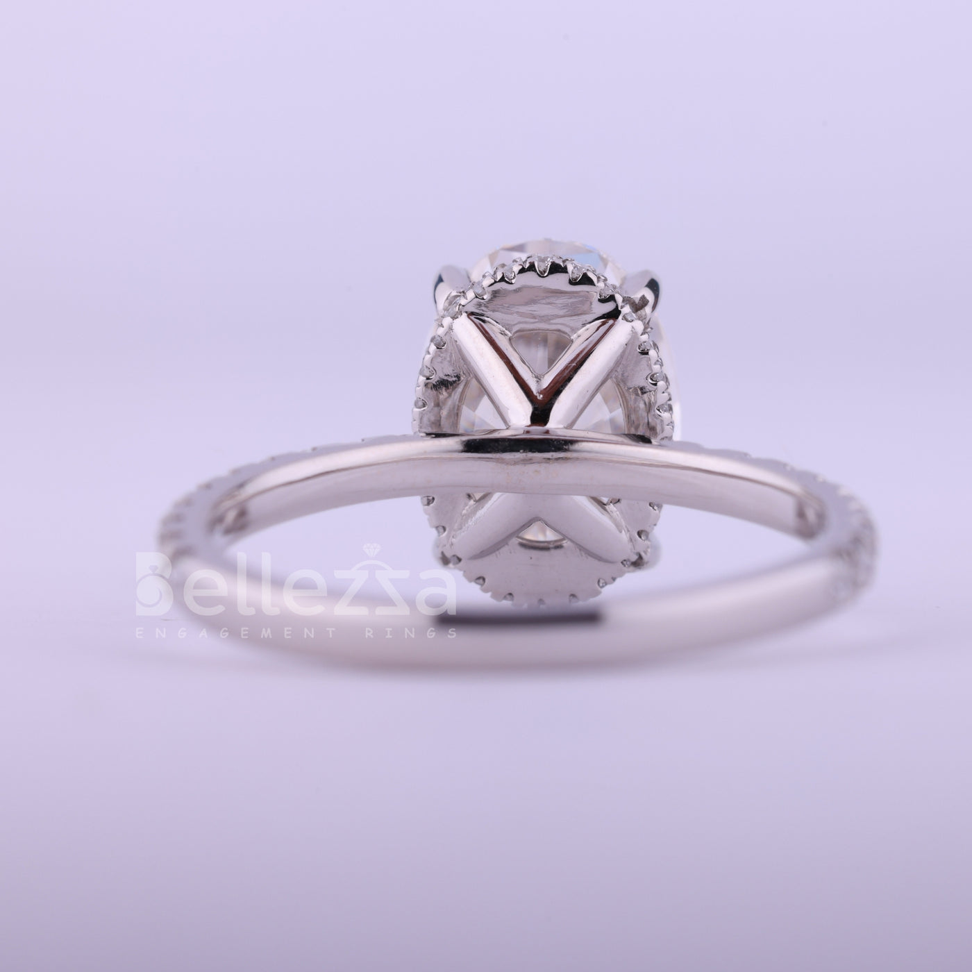 1.50CT Oval Cut Pave Setting Moissanite Engagement Ring