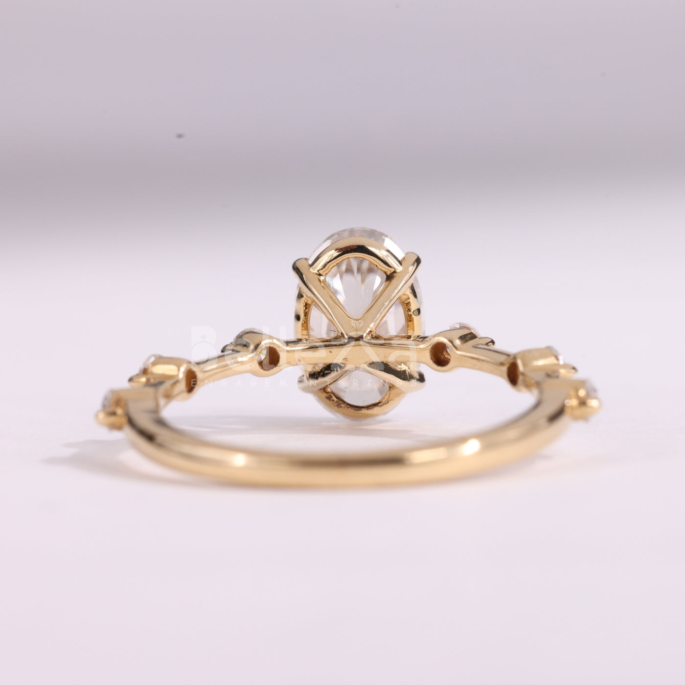 1.0CT Oval Cut Petite Pave Setting Moissanite Engagement Ring