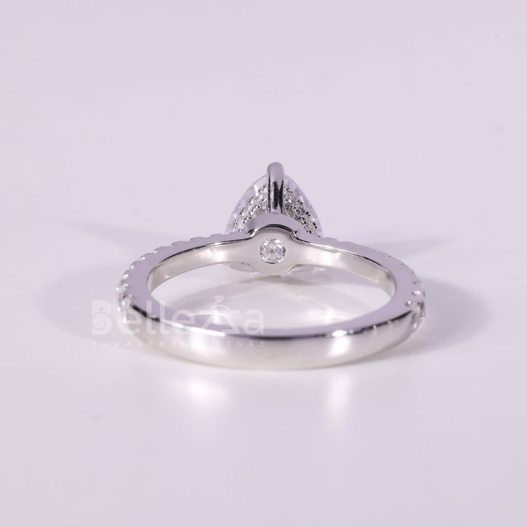 1.0CT Trillion Cut Hidden Halo Pave Setting Moissanite Engagement Ring