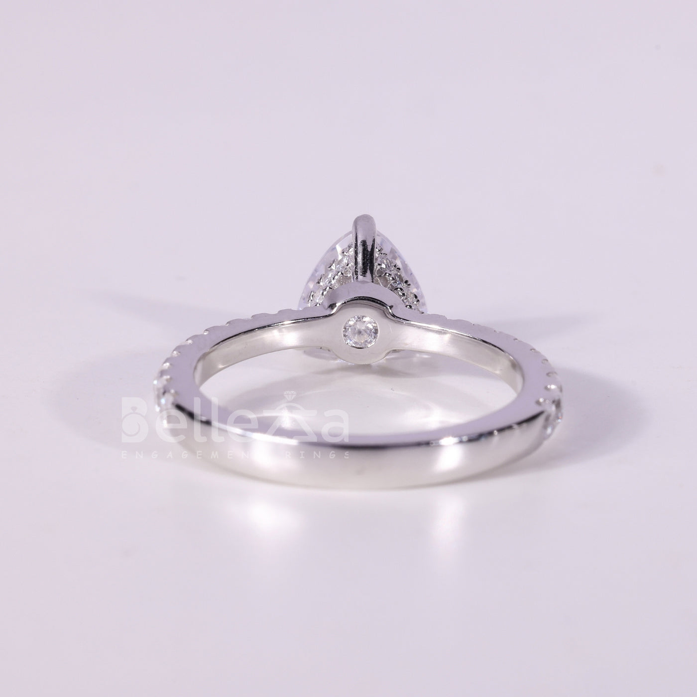 1.0CT Trillion Cut Hidden Halo Pave Setting Moissanite Engagement Ring