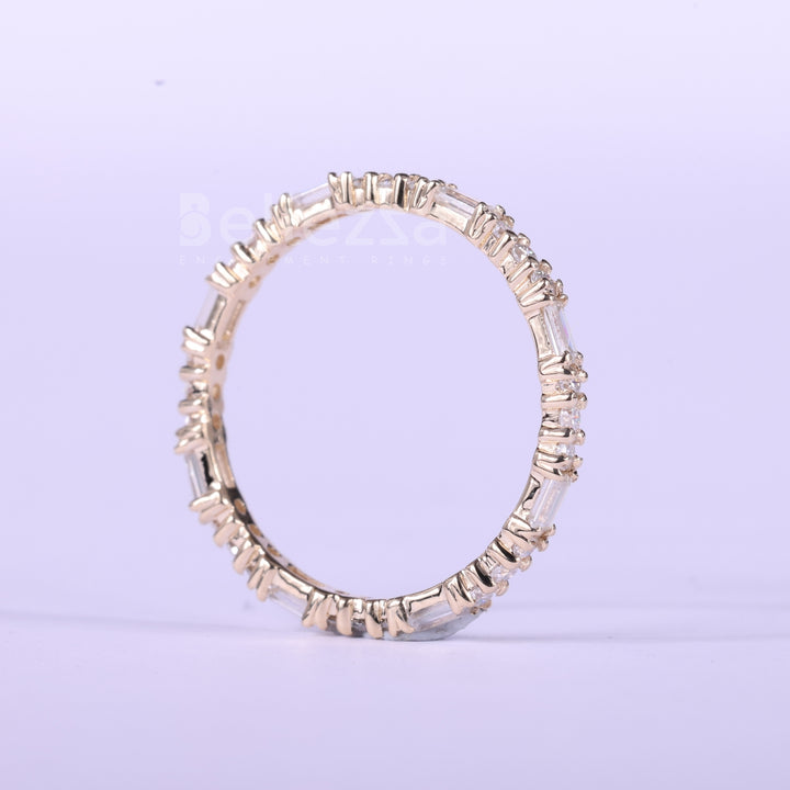 Round & Baguette Cut Diamond Moissanite Full Eternity Wedding Band