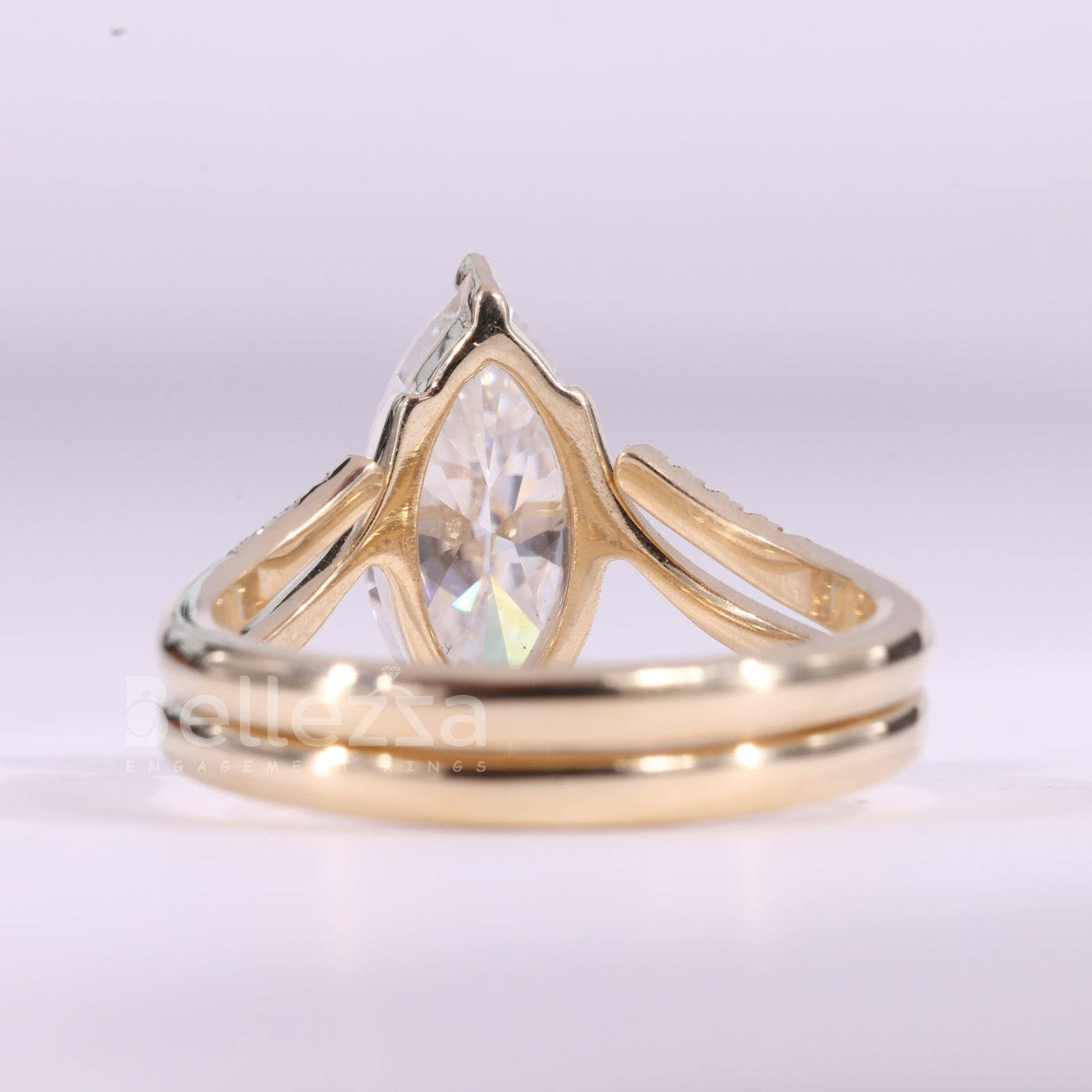 2.0CT Marquise Cut Cluster Set Curved Moissanite Bridal Ring Set