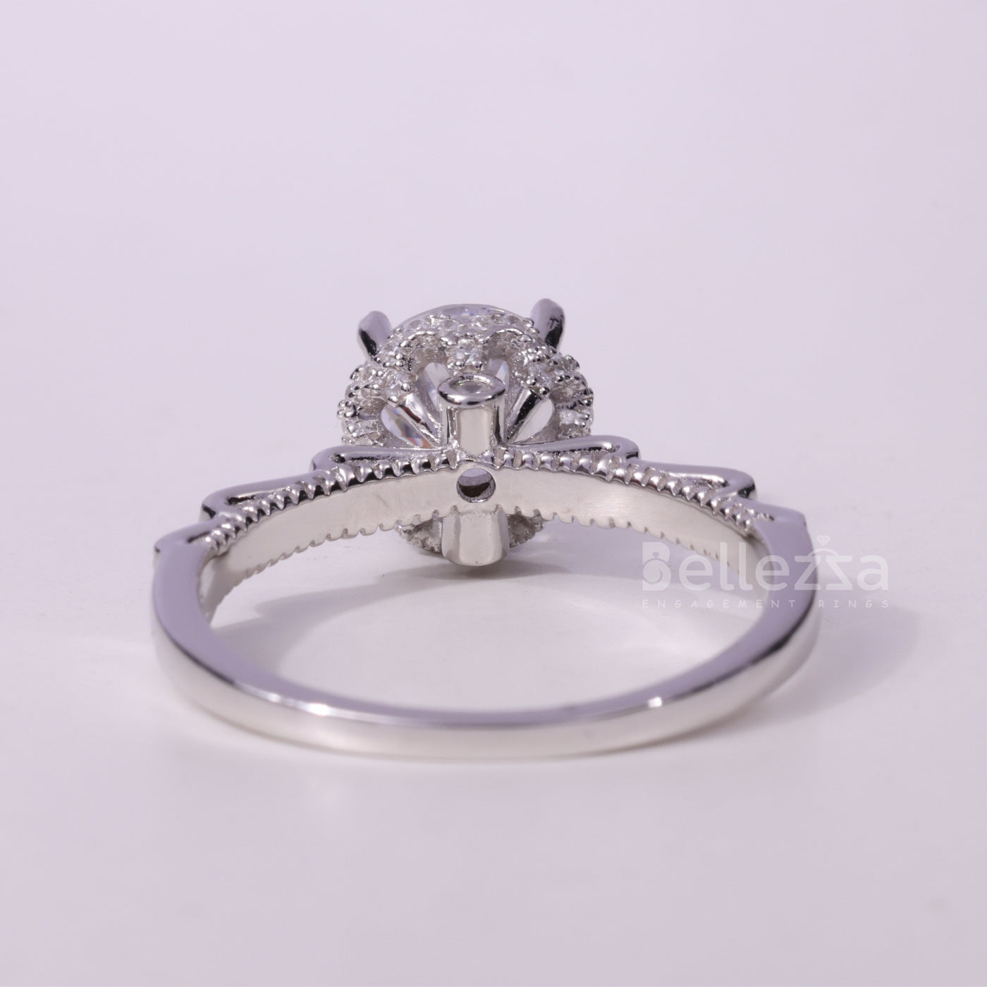 1.0CT Round Cut Cluster Diamond Moissanite Engagement Ring