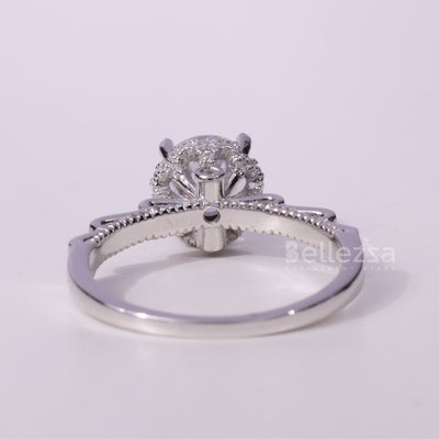 1.0CT Round Cut Cluster Diamond Moissanite Engagement Ring