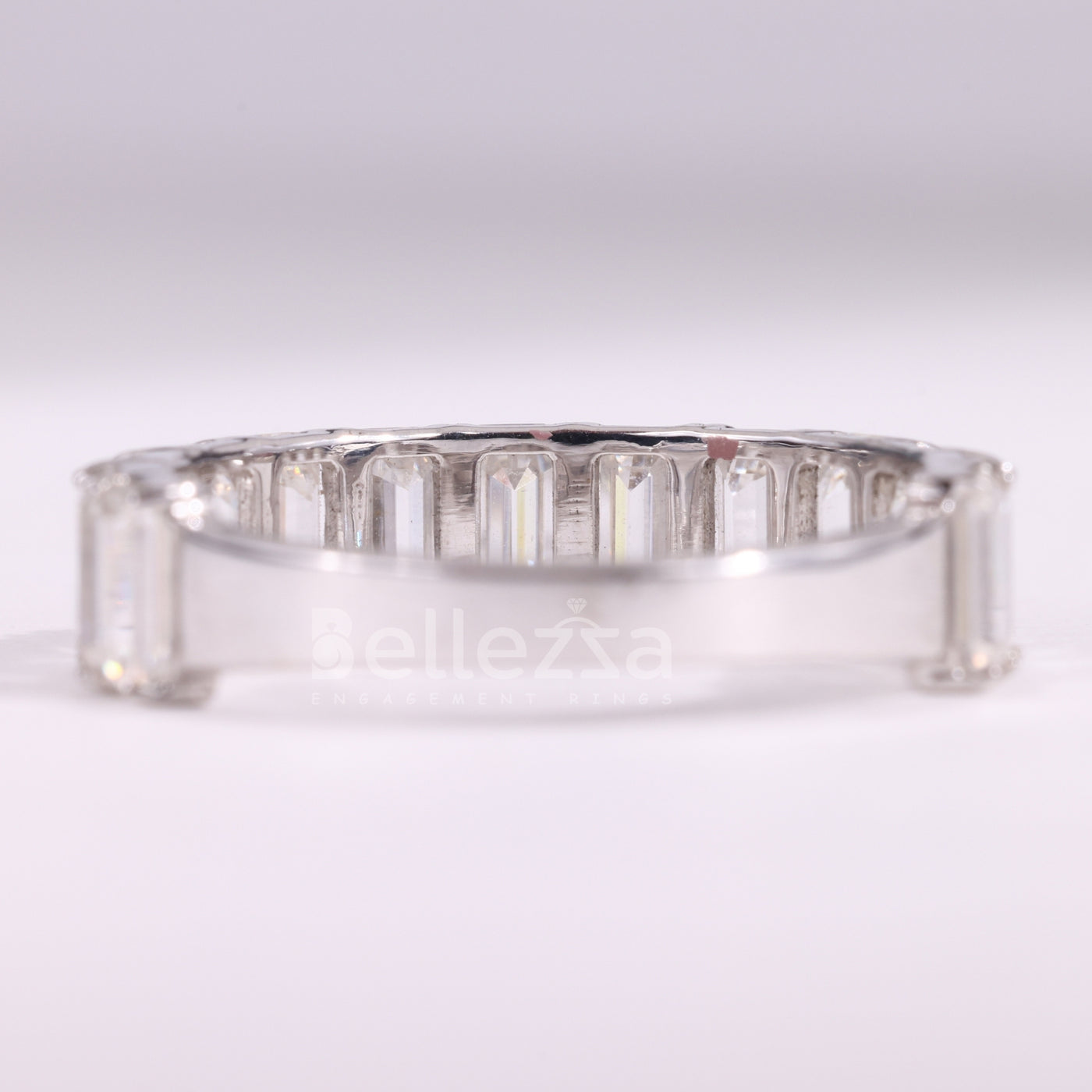 Emerald Cut Half Eternity Moissanite Wedding Band