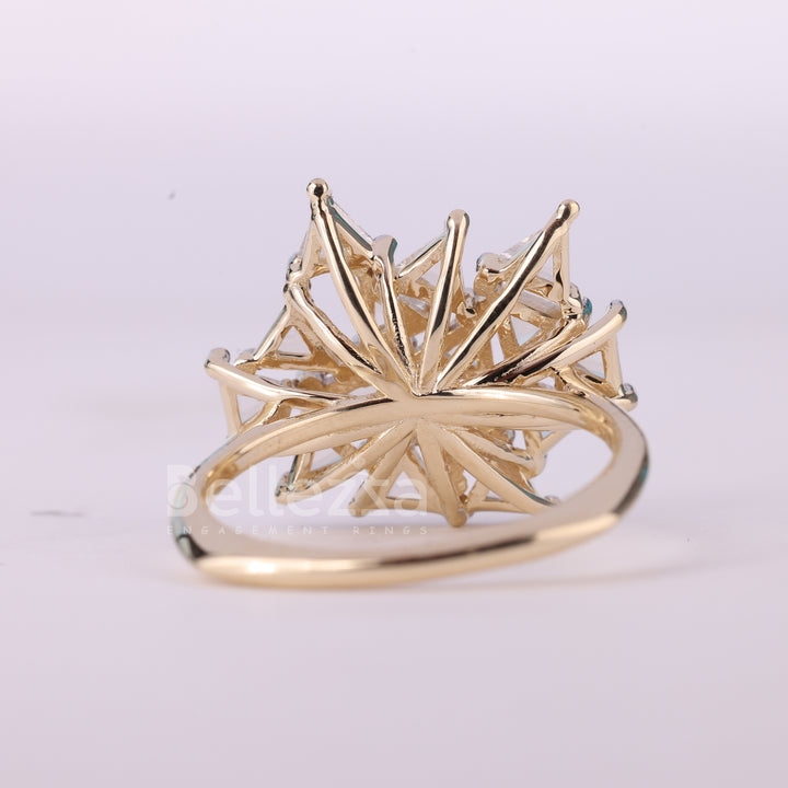 Triangle Cut Diamond Cluster Diamond Moissanite Engagement Ring