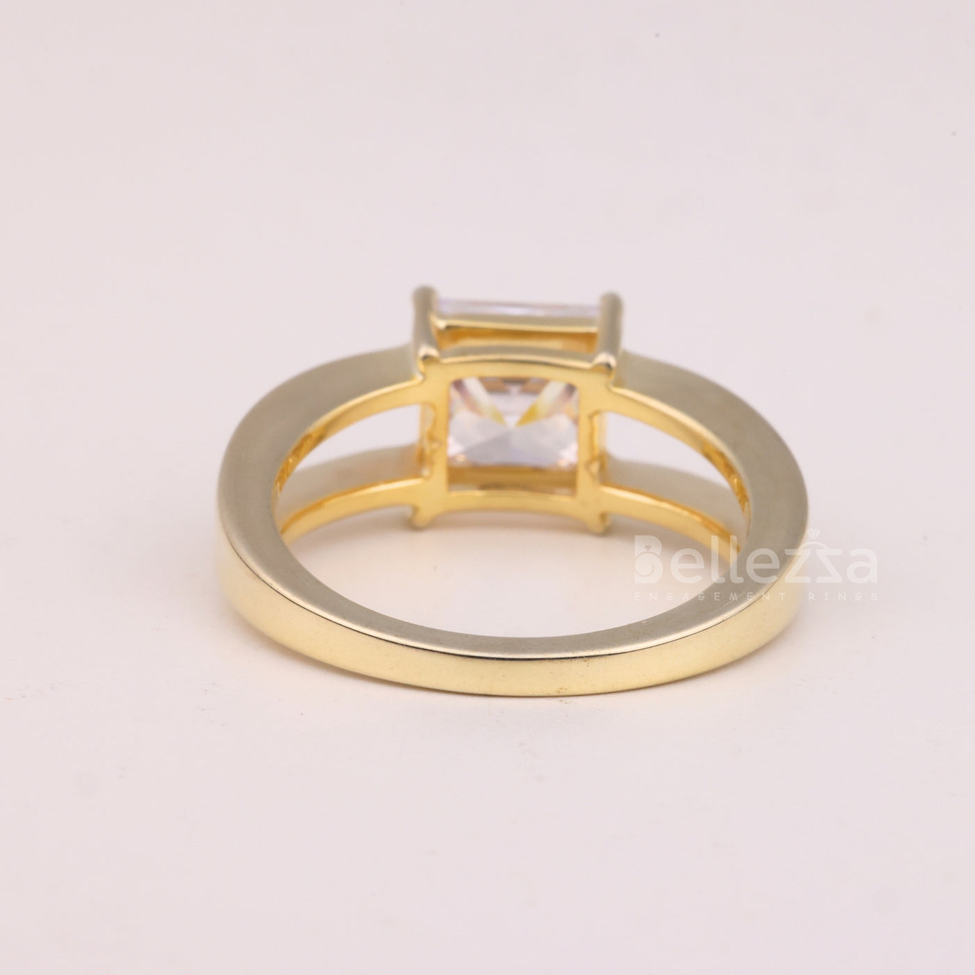 1.0CT Princess Cut Unique Split Shank Solitaire Engagement Ring