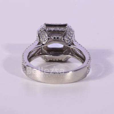 1.50CT Asscher Cut Halo Moissanite Engagement Ring