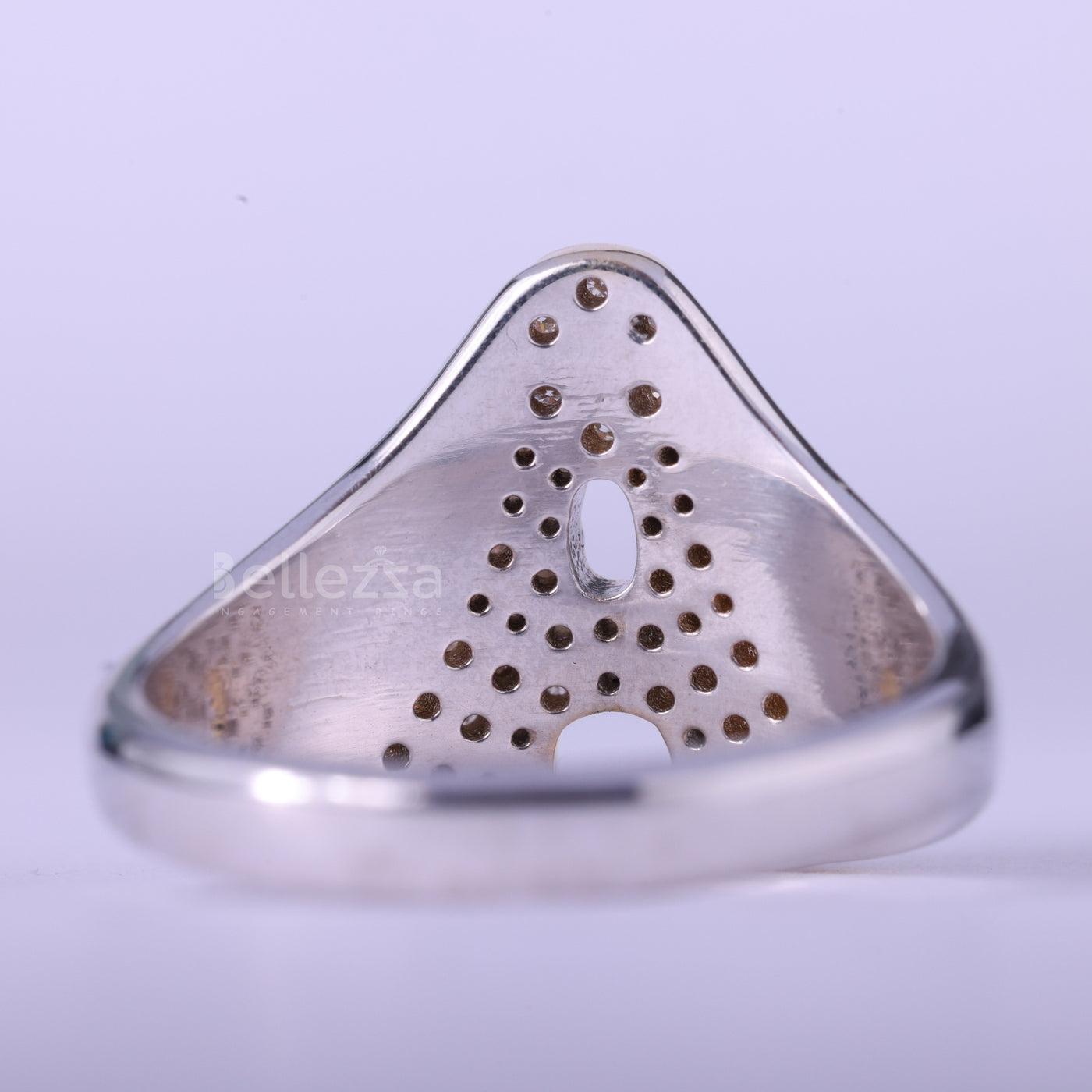 Round Cut Customized A Letter Moissanite Engagement Ring