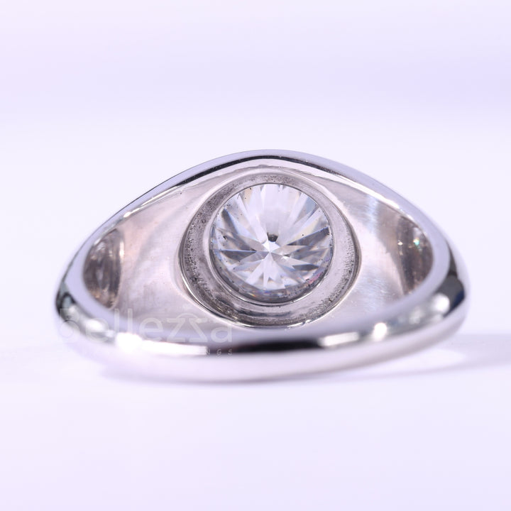 1.0CT Round Cut Bezel Setting Moissanite Dome Style Engagement Ring