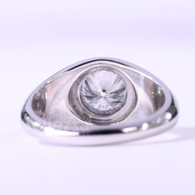 1.0CT Round Cut Bezel Setting Moissanite Dome Style Engagement Ring