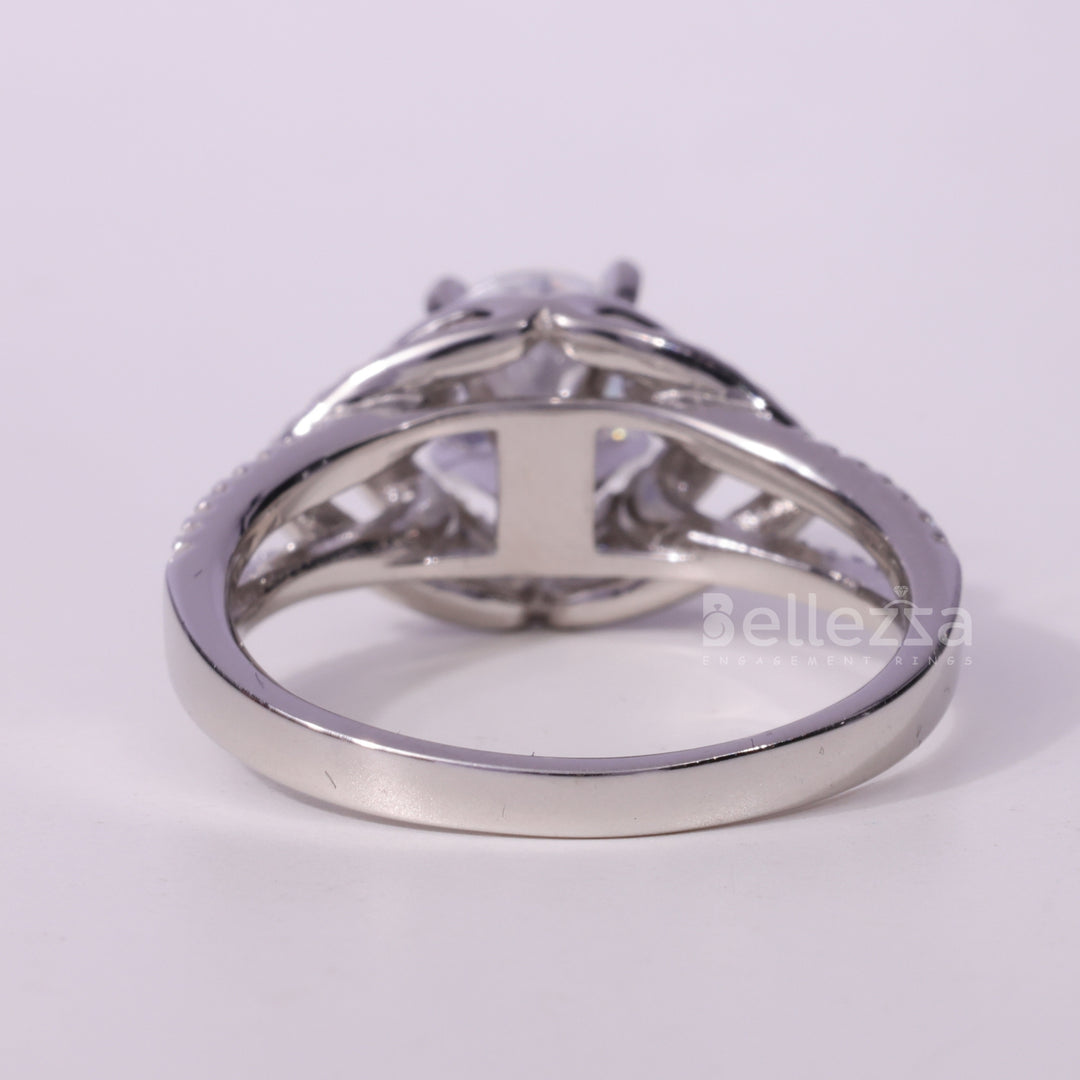 1.0CT Round Cut Cluster Diamond Moissanite Engagement Ring