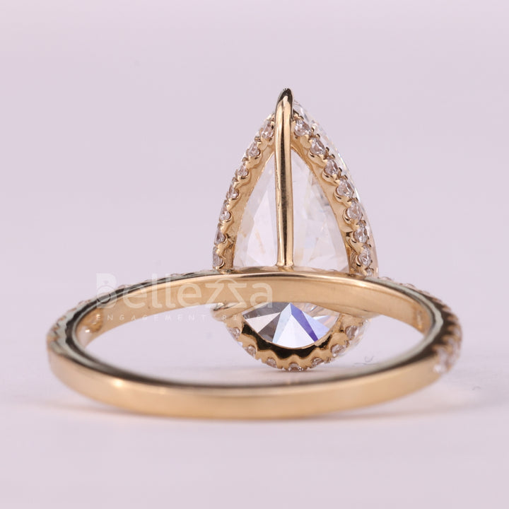 5.50CT Pear Cut Diamond Moissanite Hidden Halo Engagement Ring