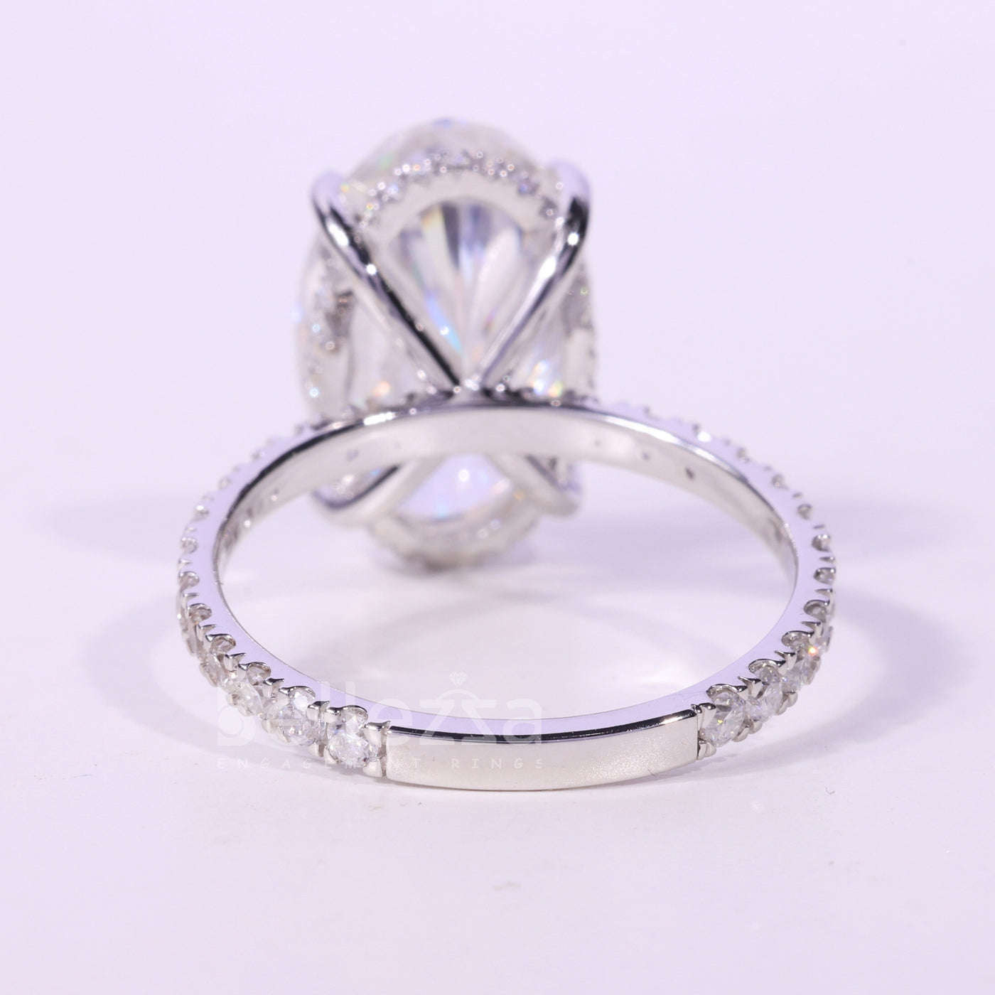 5.50CT Oval Cut Hidden Halo Pave Setting Moissanite Engagement Ring