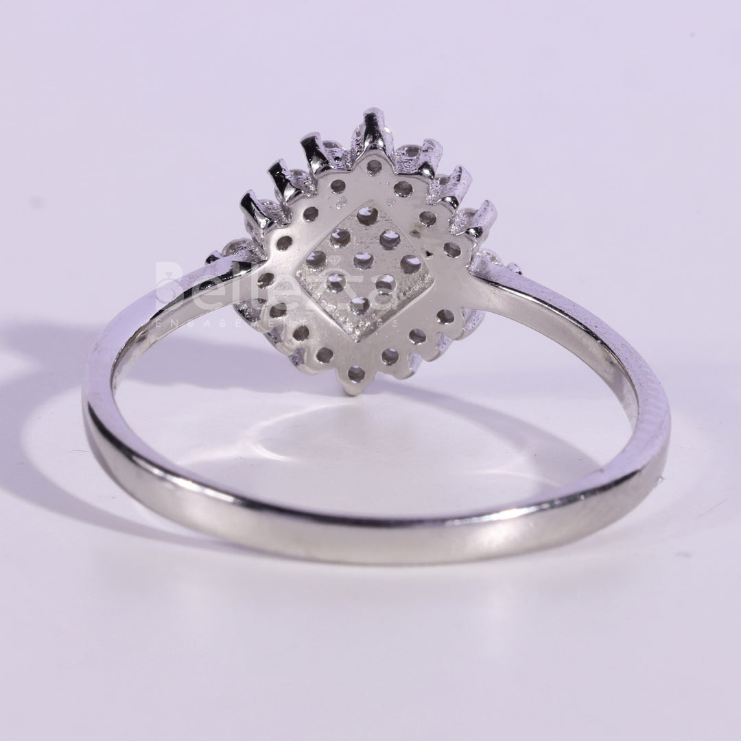 Round Cut Cluster Diamond Moissanite Engagement Ring